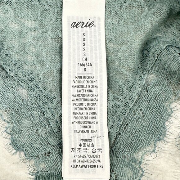 Aerie Women's Size Small Panty Thong Lace Seafoam Green New With Tags - Picture 5 of 10